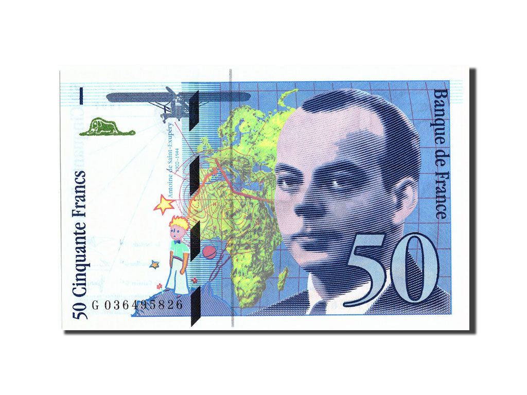 France, 50 Francs, 50 F 1992-1999 ''St Exupéry'', 1997, KM:157Ad, 1997