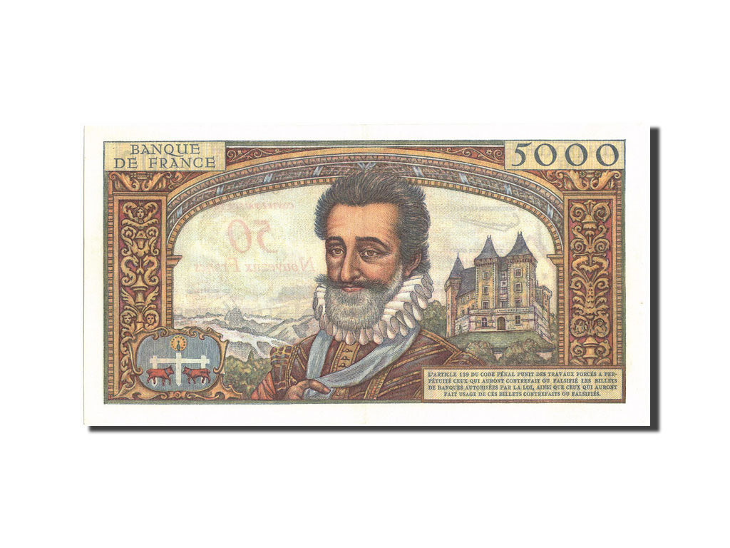 Banknote, France, 50 Nouveaux Francs on 5000 Francs, 1955-1959 Overprinted with