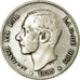 Moneta, Hiszpania, Alfonso XII, Peseta, 1885, EF(40-45), Srebro, KM:686