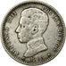 Munten, Spanje, Alfonso XIII, Peseta, 1891, FR+, Zilver
