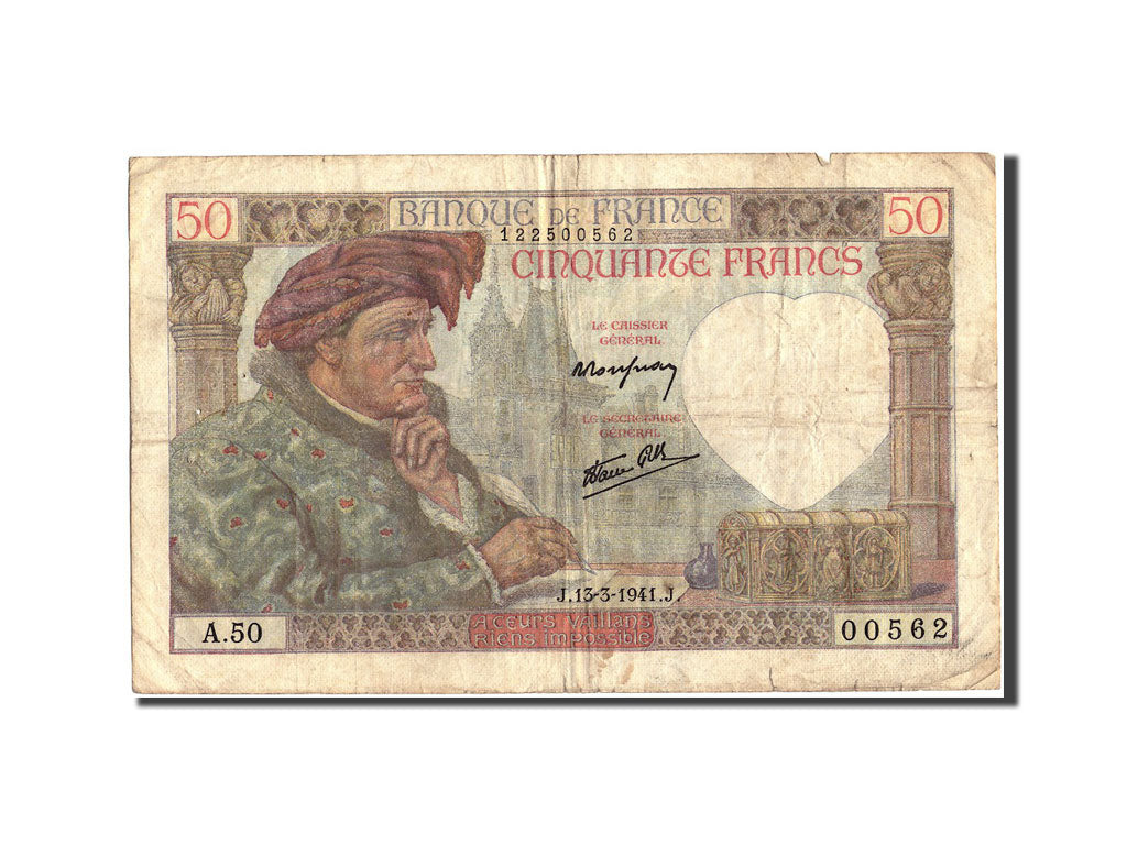 Biljet, Frankrijk, 50 Francs, 50 F 1940-1942 ''Jacques Coeur'', 1941