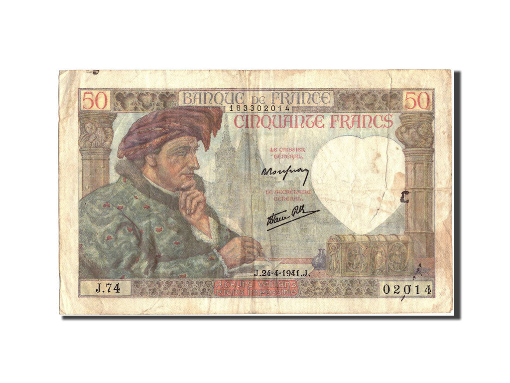 Banconote, Francia, 50 Francs, 50 F 1940-1942 ''Jacques Coeur'', 1941