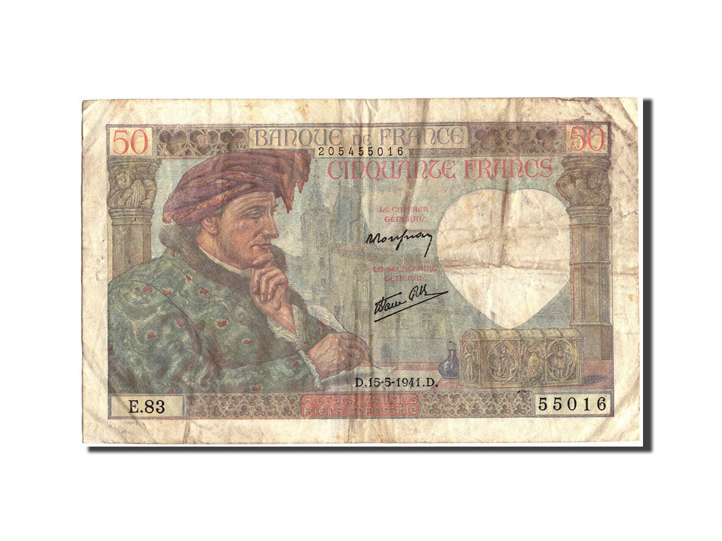 Banconote, Francia, 50 Francs, 50 F 1940-1942 ''Jacques Coeur'', 1941