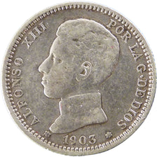 Spain, 1 Peseta, 1903, KM #721, EF(40-45), Silver, 5.00