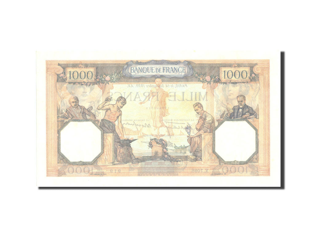 France, 1000 Francs, 1 000 F 1927-1940 ''Cérès et Mercure'', 1939, KM:90c