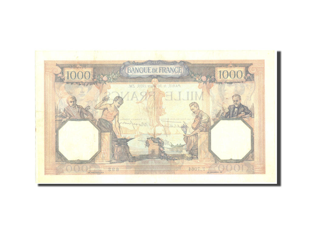 Banknote, France, 1000 Francs, 1 000 F 1927-1940 ''Cérès et Mercure'', 1939