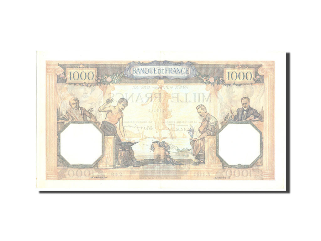 Banknote, France, 1000 Francs, 1 000 F 1927-1940 ''Cérès et Mercure'', 1939
