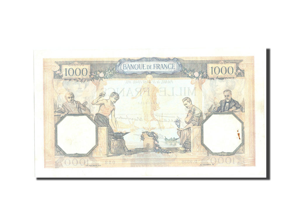 France, 1000 Francs, 1 000 F 1927-1940 ''Cérès et Mercure'', 1940, KM:90c