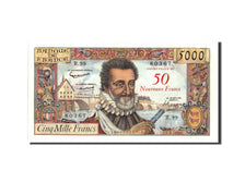 Francia, 50 Nouveaux Francs on 5000 Francs, 1955-1959 Overprinted with