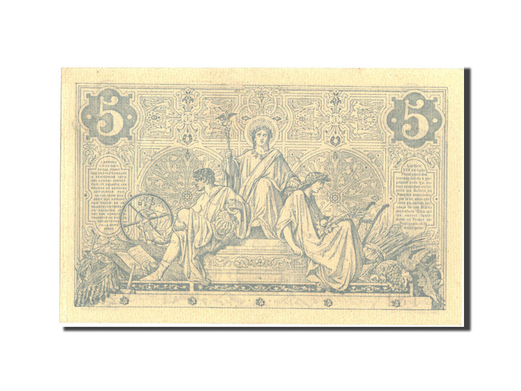 Billete, Francia, 5 Francs, 5 F 1871-1874 ''Noir'', 1873, 1873-06-27, EBC+