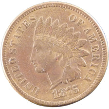 Stati Uniti, Indian Head Cent, Cent, 1875, Philadelphia, BB+, Bronzo, KM:90a