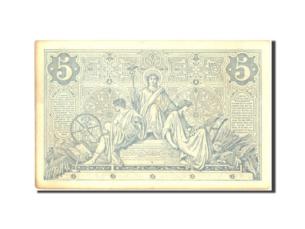 Banknot, Francja, 5 Francs, Noir, 1873, 1873-05-16, AU(50-53), Fayette:1.18