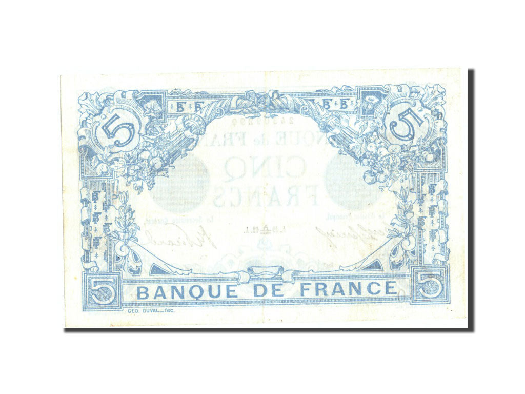 Billet, France, 5 Francs, 5 F 1912-1917 ''Bleu'', 1912, 1912-09-19, SUP