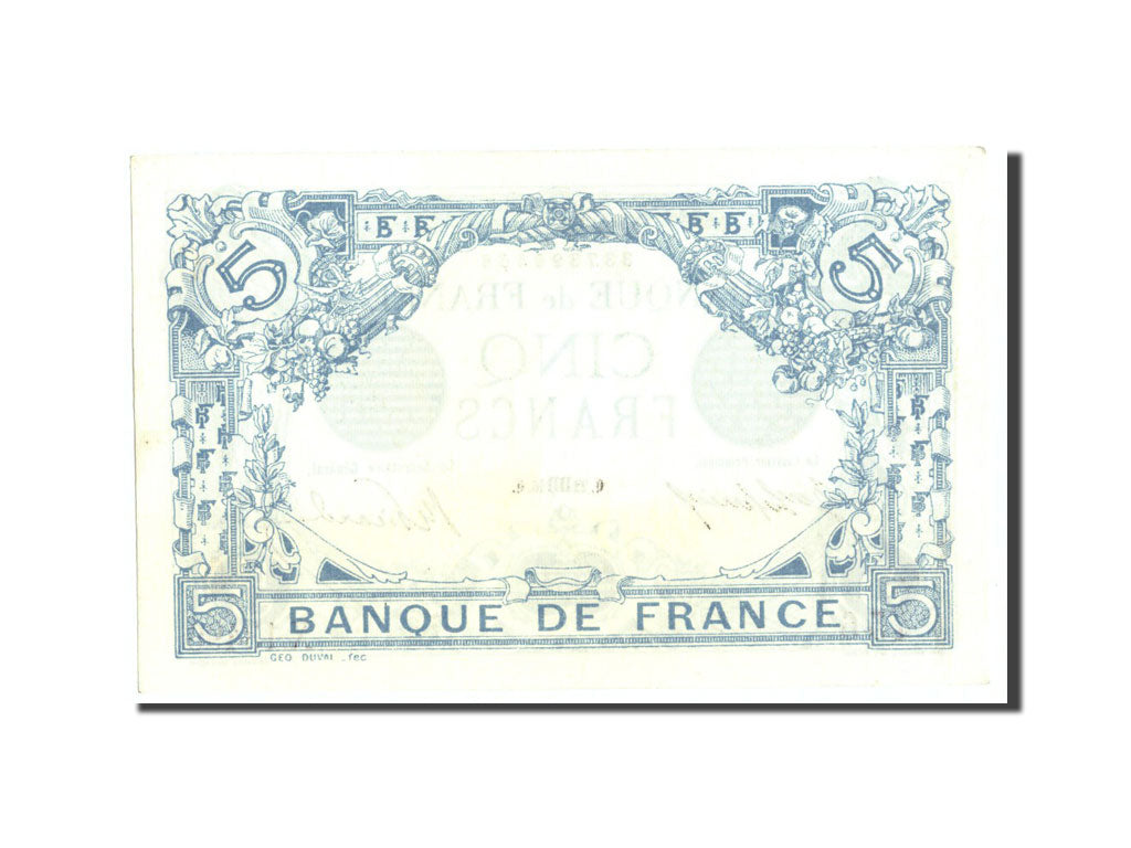 Banknote, France, 5 Francs, 5 F 1912-1917 ''Bleu'', 1916, 1916-08-22