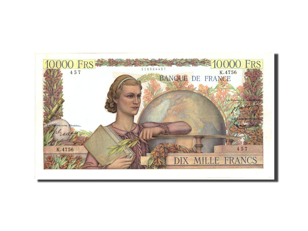 France, 10,000 Francs, 10 000 F 1945-1956 ''Génie Français'', 1953