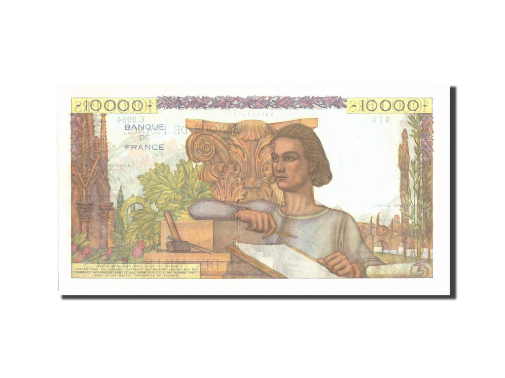 Banknote, France, 10,000 Francs, 10 000 F 1945-1956 ''Génie Français'', 1955
