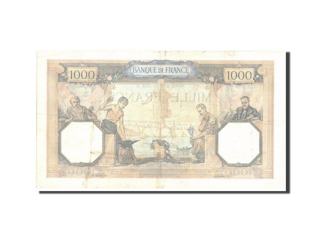 France, 1000 Francs, 1 000 F 1927-1940 ''Cérès et Mercure'', 1938, KM:90c