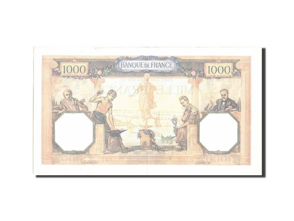 France, 1000 Francs, 1 000 F 1927-1940 ''Cérès et Mercure'', 1938, KM:90c