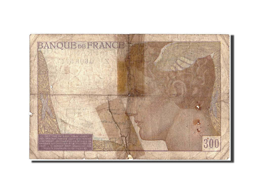 Banknote, France, 300 Francs, 300 F 1938-1939, 1939, Undated (1939), VG(8-10)