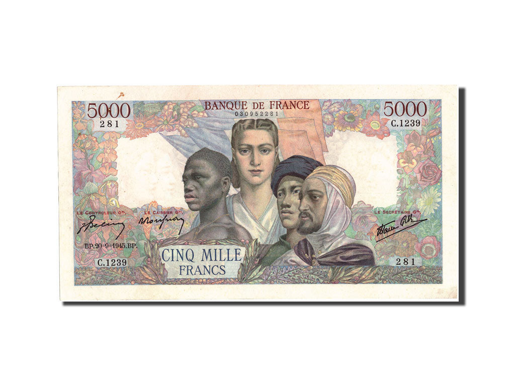 Billete, Francia, 5000 Francs, 5 000 F 1942-1947 ''Empire Français'', 1945