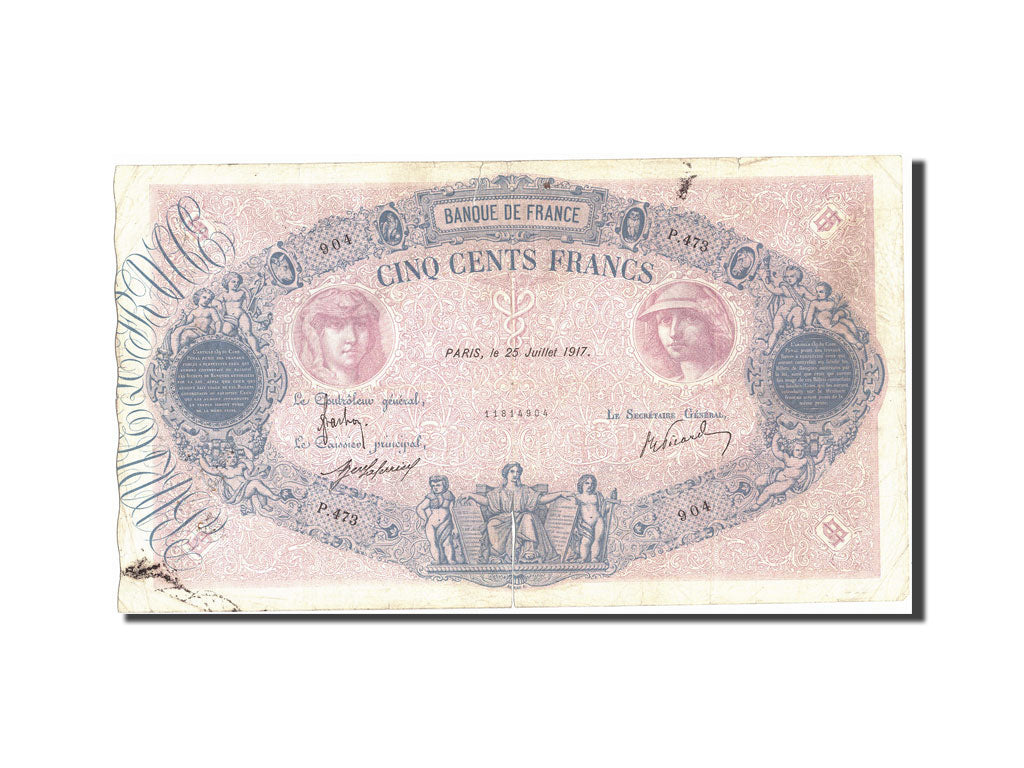Biljet, Frankrijk, 500 Francs, 500 F 1888-1940 ''Bleu et Rose'', 1917