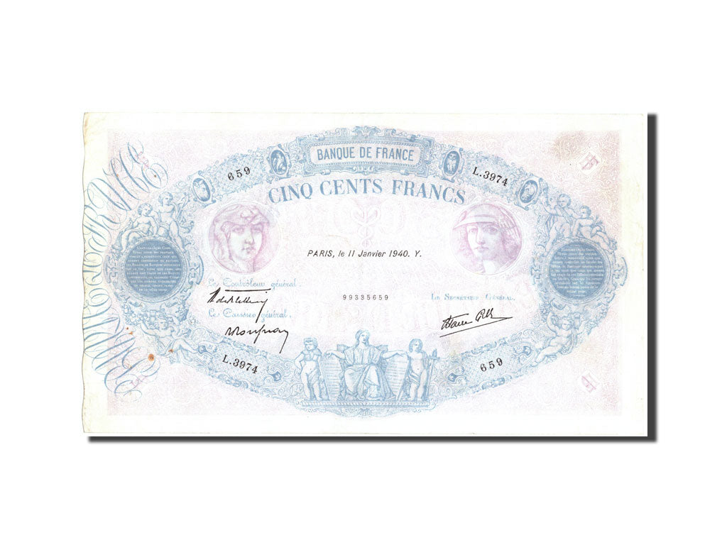 Billet, France, 500 Francs, 500 F 1888-1940 ''Bleu et Rose'', 1940, 1940-01-11