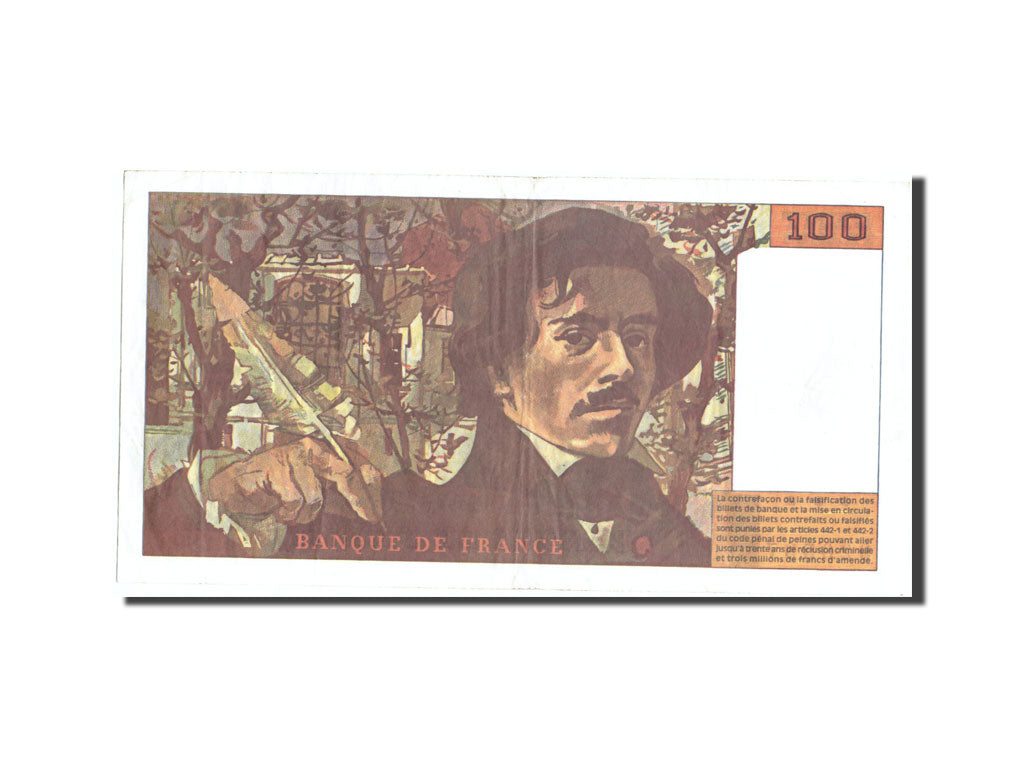 France, 100 Francs, 100 F 1978-1995 ''Delacroix'', 1994, KM:154h, 1994