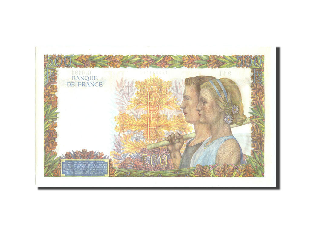 France, 500 Francs, 500 F 1940-1944 ''La Paix'', 1942, 1942-07-23, KM:95b, SPL