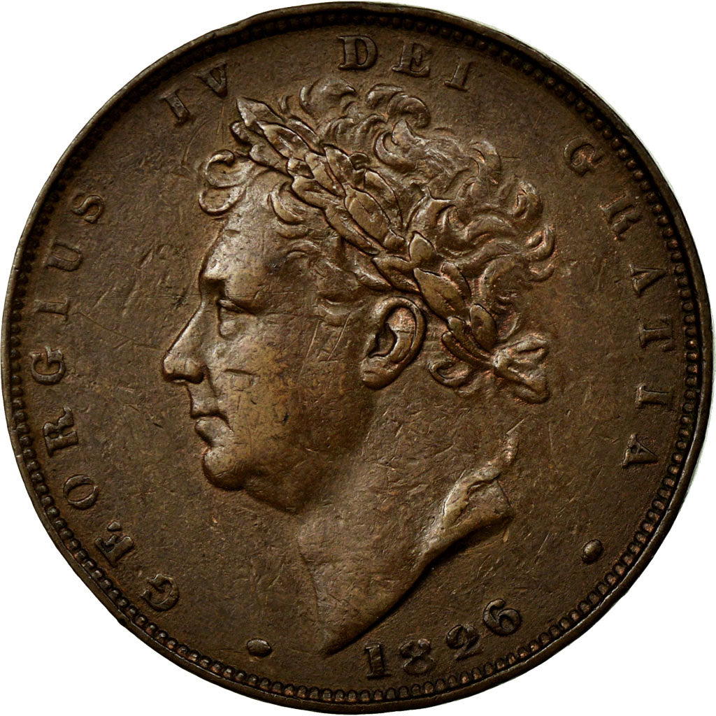 Coin, Great Britain, George IV, Farthing, 1826, AU(55-58), Copper, KM:697