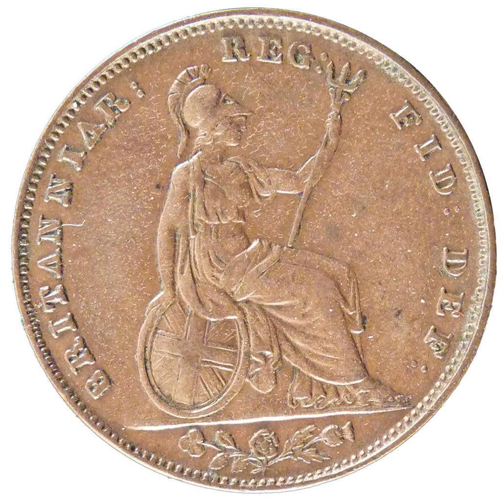 Great Britain, Farthing, 1848, KM #725, AU(50-53), Copper, 4.80