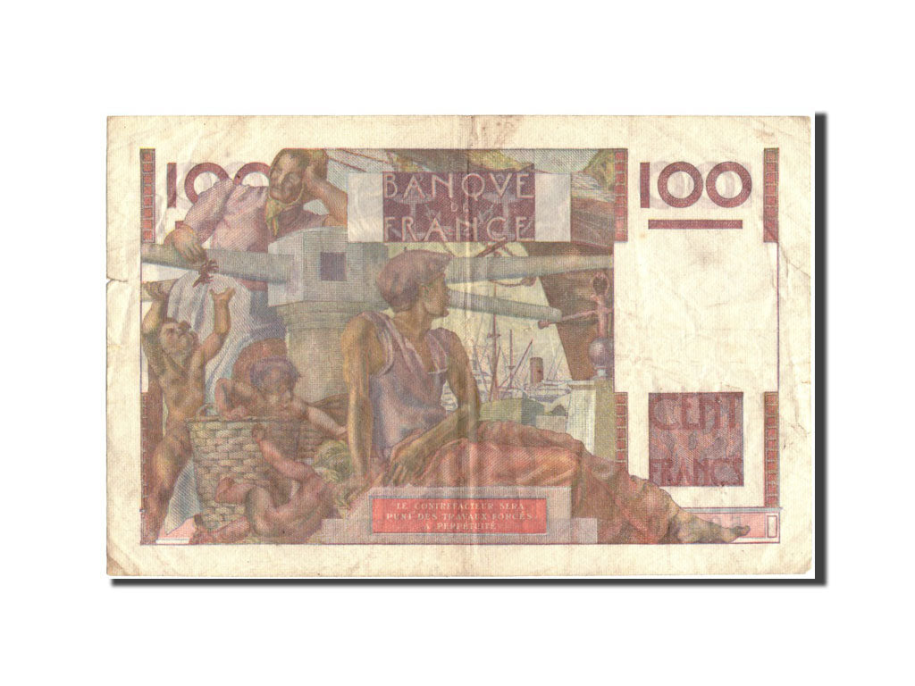 France, 100 Francs, 100 F 1945-1954 ''Jeune Paysan'', 1954, KM:128d, 1954-01-07