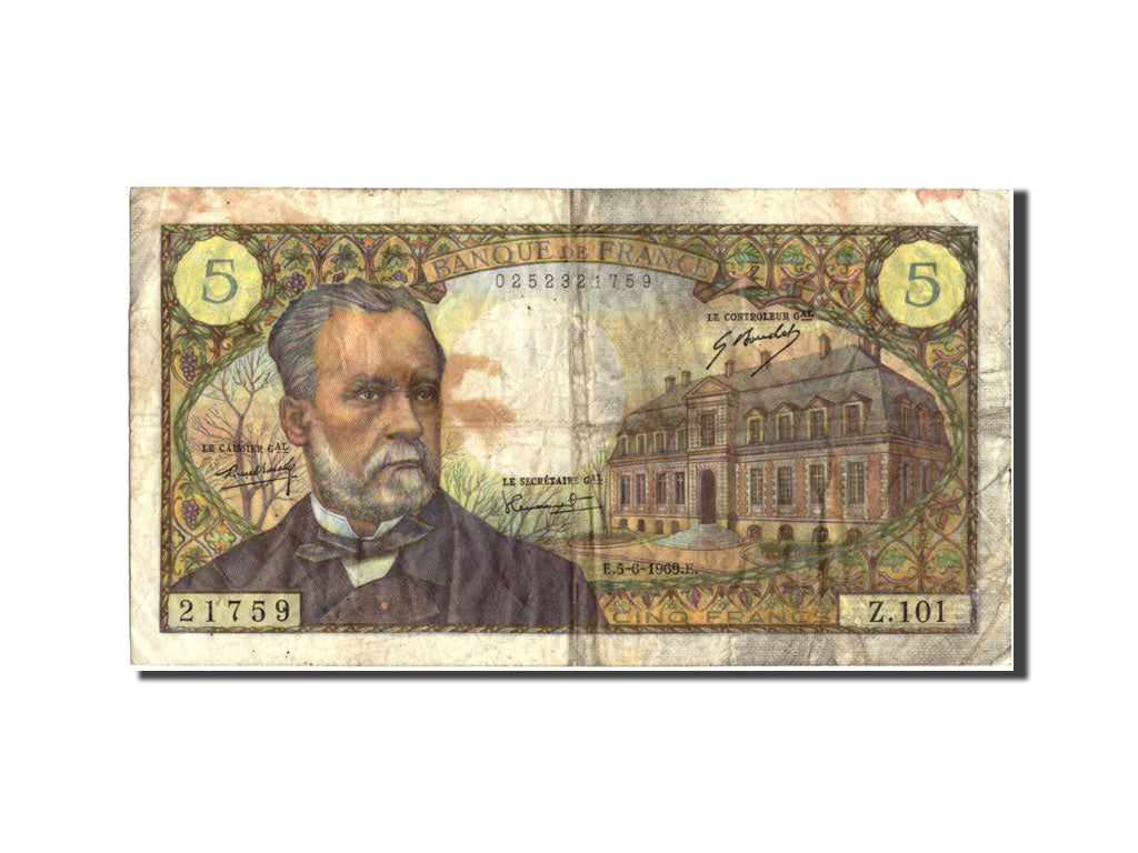 Banknote, France, 5 Francs, 5 F 1966-1970 ''Pasteur'', 1969, 1969-06-05