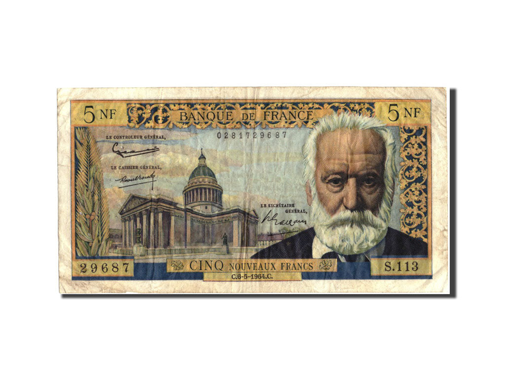 France, 5 Nouveaux Francs, 5 NF 1959-1965 ''Victor Hugo'', 1964, KM:141a