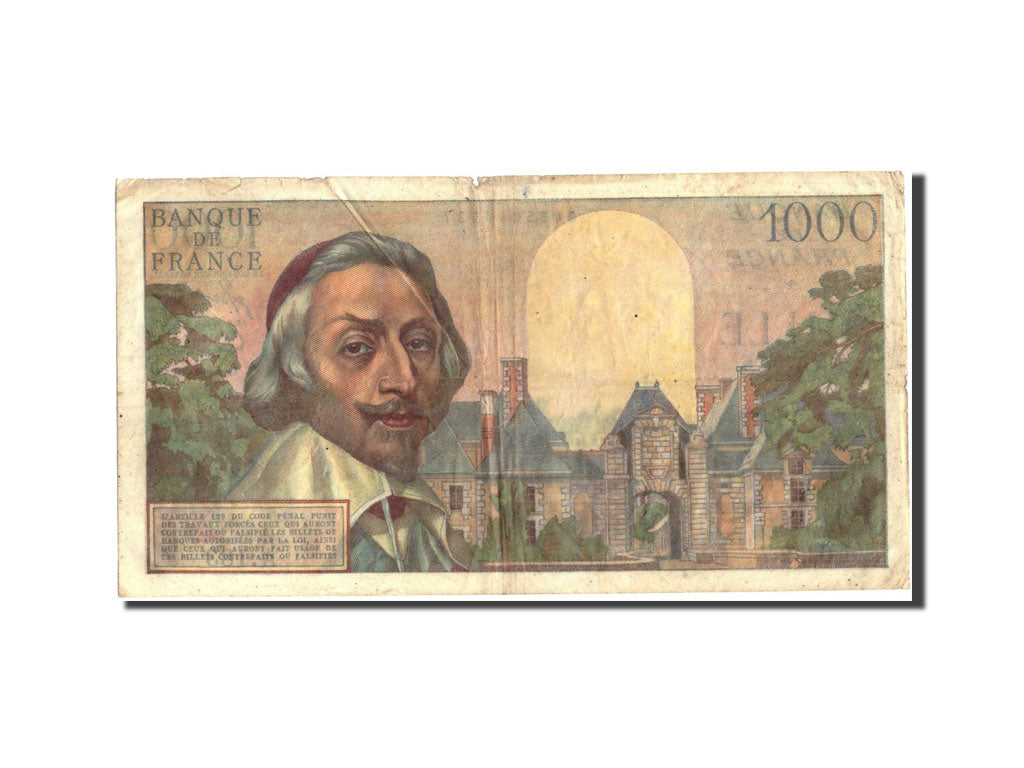 France, 1000 Francs, 1 000 F 1953-1957 ''Richelieu'', 1955, 1955-09-01, KM:134a