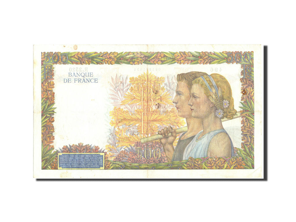 France, 500 Francs, 500 F 1940-1944 ''La Paix'', 1941, KM:95b, 1941-02-06