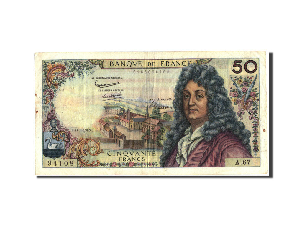 Francia, 50 Francs, 50 F 1962-1976 ''Racine'', 1963, KM:148a, 1963-07-11, MB