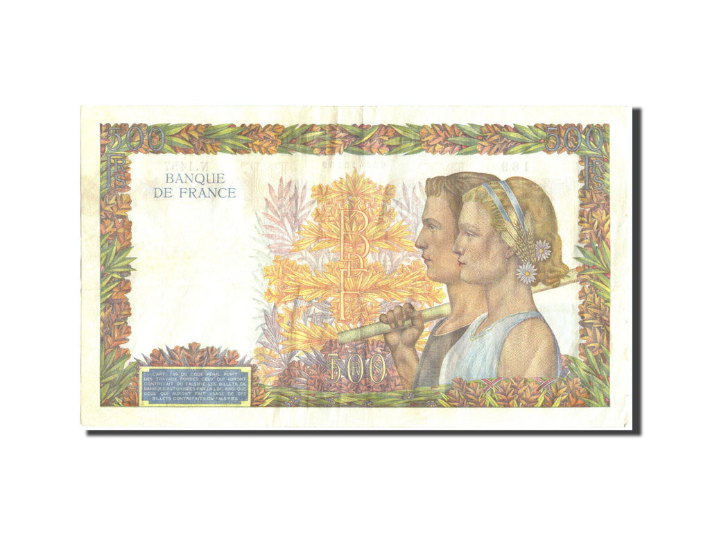 France, 500 Francs, 500 F 1940-1944 ''La Paix'', 1940, 1940-11-28, KM:95a, TTB