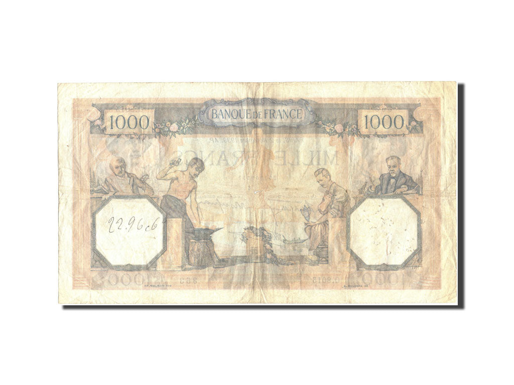 Francia, 1000 Francs, 1 000 F 1927-1940 ''Cérès et Mercure'', 1939, KM:90c