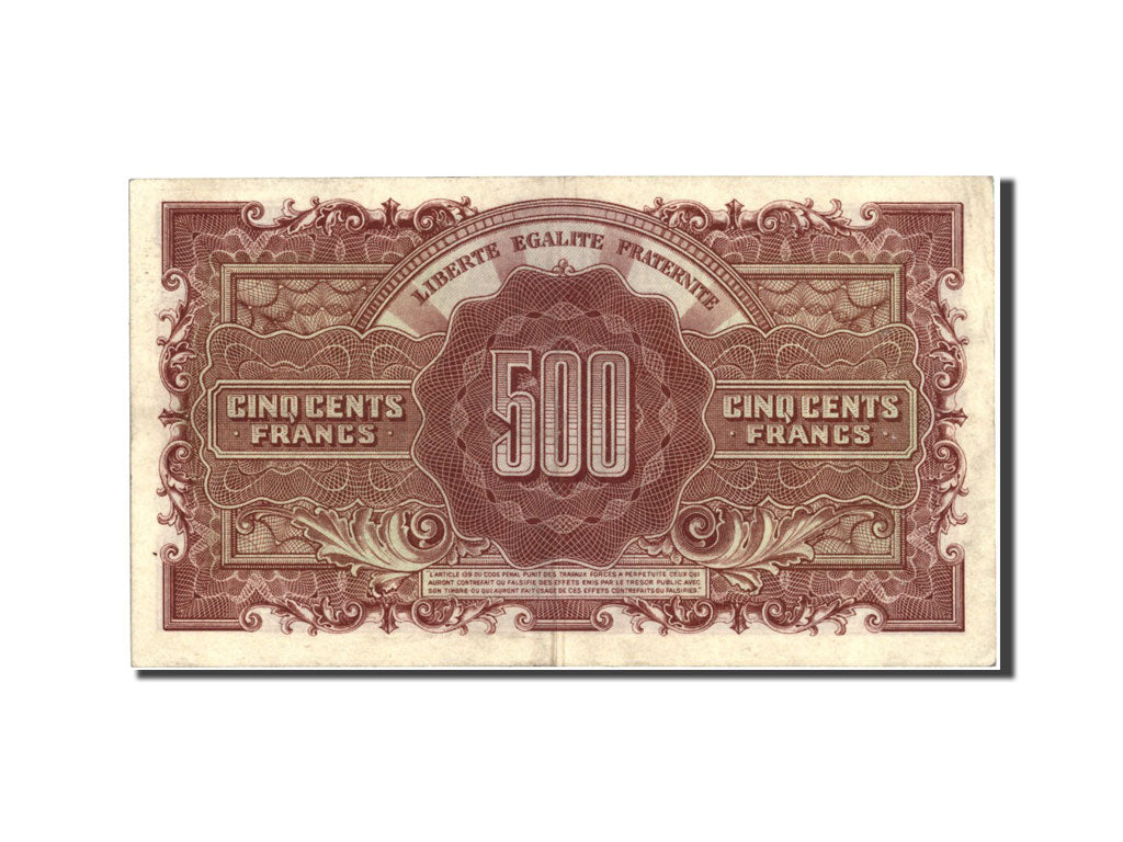 Banknote, France, 500 Francs, 1943-1945 Marianne, 1945, 1945, AU(50-53)