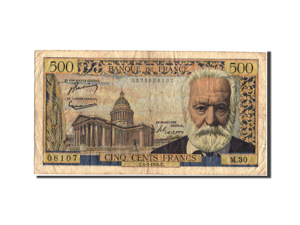 Frankreich, 500 Francs, 500 F 1954-1958 ''Victor Hugo'', 1954, KM:133a