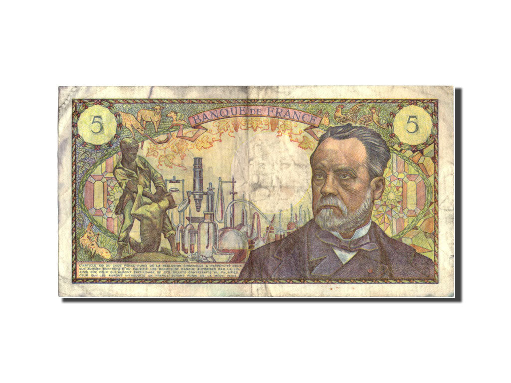 France, 5 Francs, 5 F 1966-1970 ''Pasteur'', 1970, KM:146b, 1970-01-08