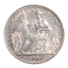 Indochine, 10 Cent, 1908, Paris, MS(60-62), Silver, Lecompte #147, 2.90