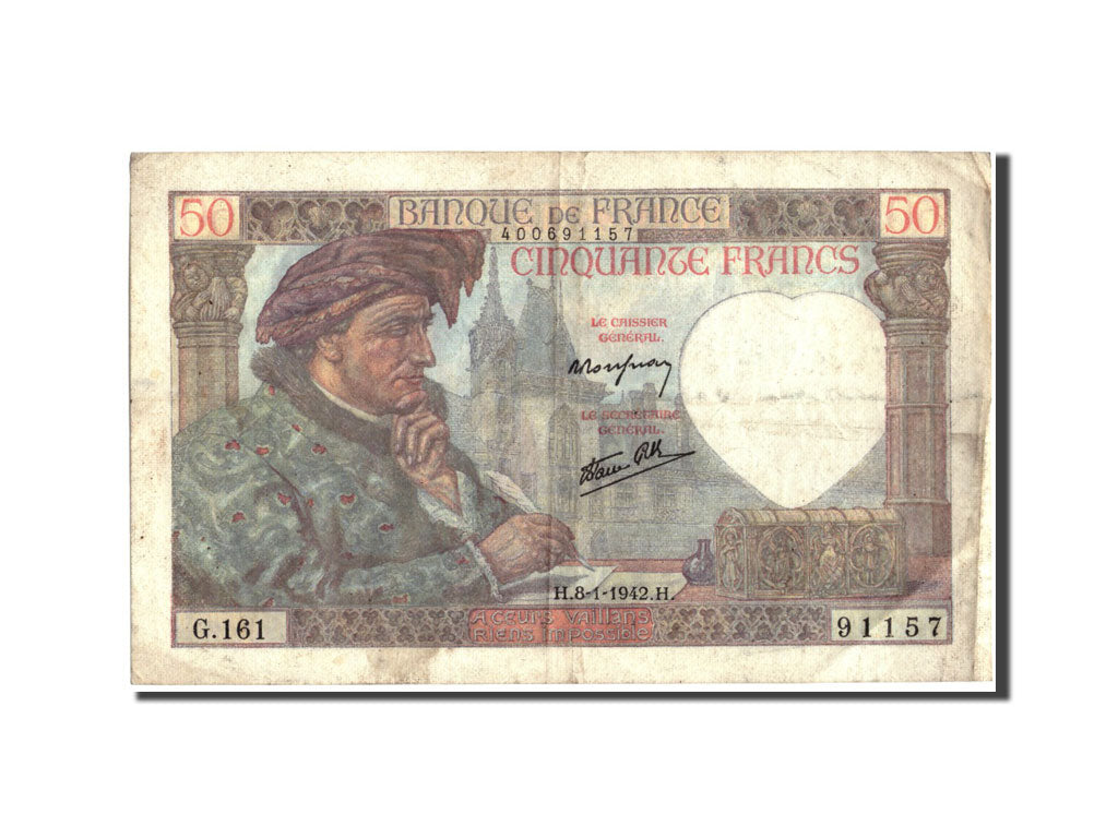 Biljet, Frankrijk, 50 Francs, 50 F 1940-1942 ''Jacques Coeur'', 1942