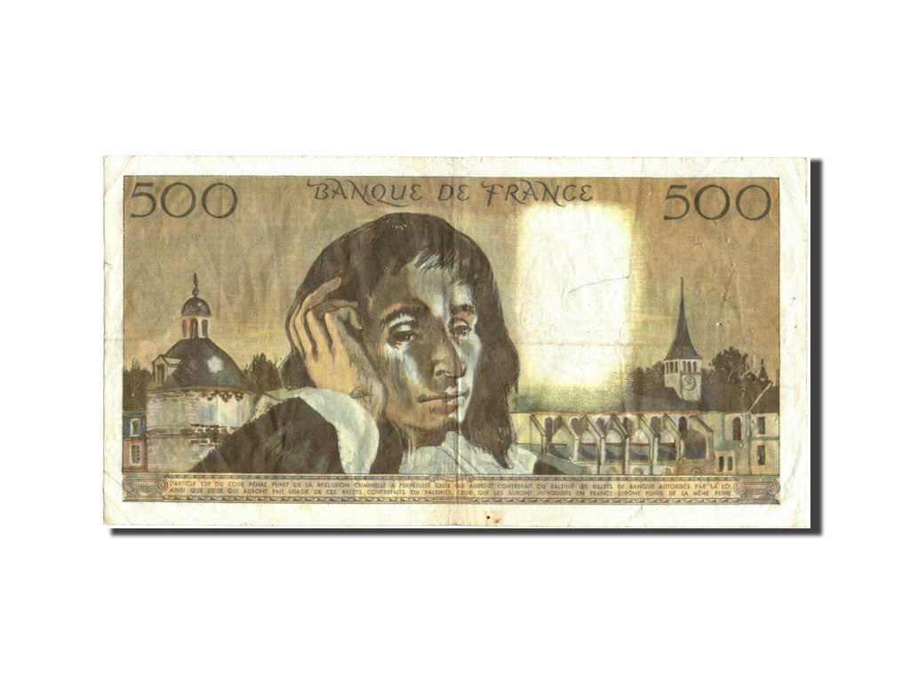 France, 500 Francs, 500 F 1968-1993 ''Pascal'', 1969, KM:156a, 1969-01-02