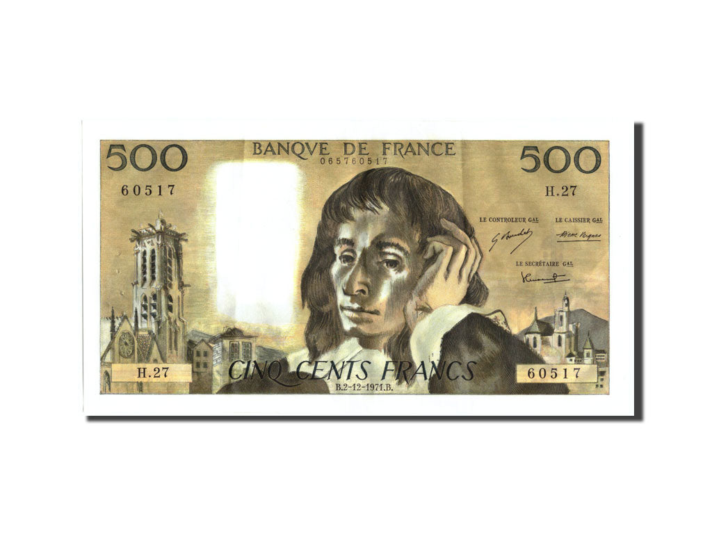 Banknote, France, 500 Francs, 500 F 1968-1993 ''Pascal'', 1971, 1971-12-02