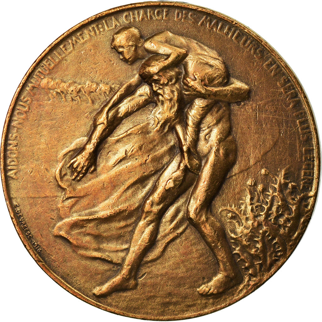 Belgium, Medal, Albert et Elisabeth, Secours Mutuel, Devreese, AU(50-53), Bronze
