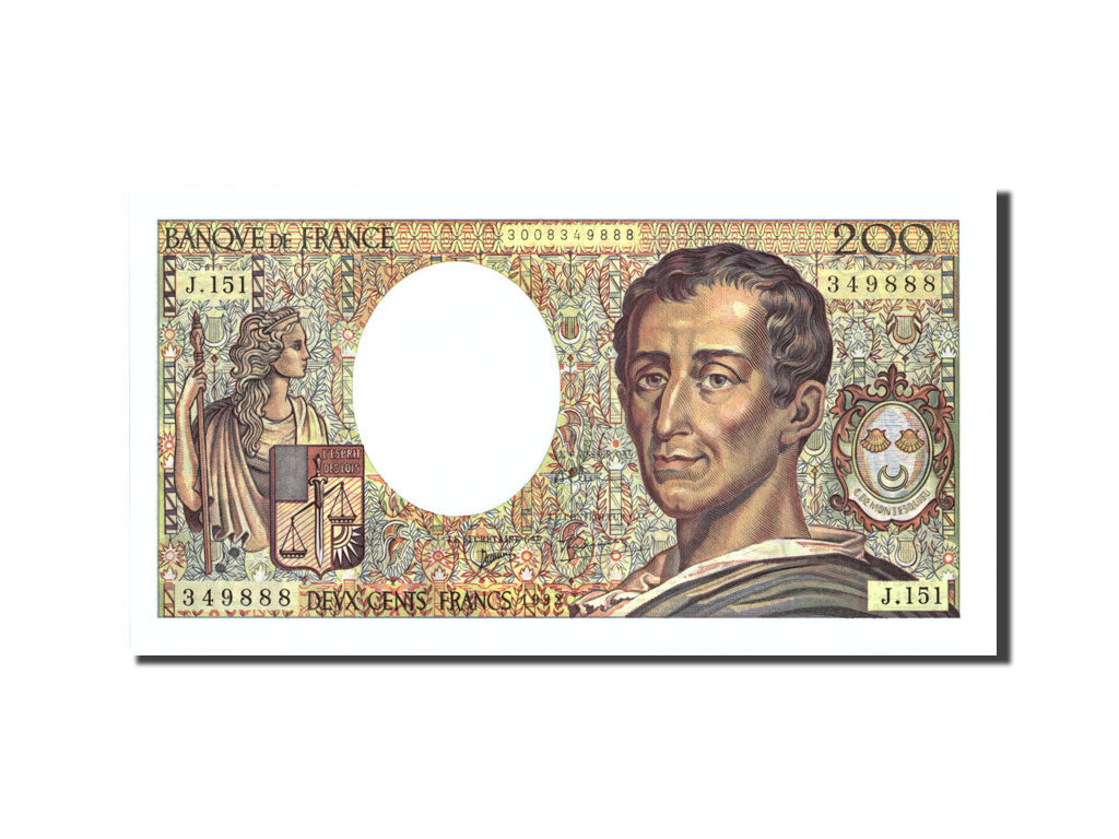 Banknote, France, 200 Francs, 200 F 1981-1994 ''Montesquieu'', 1992, 1992