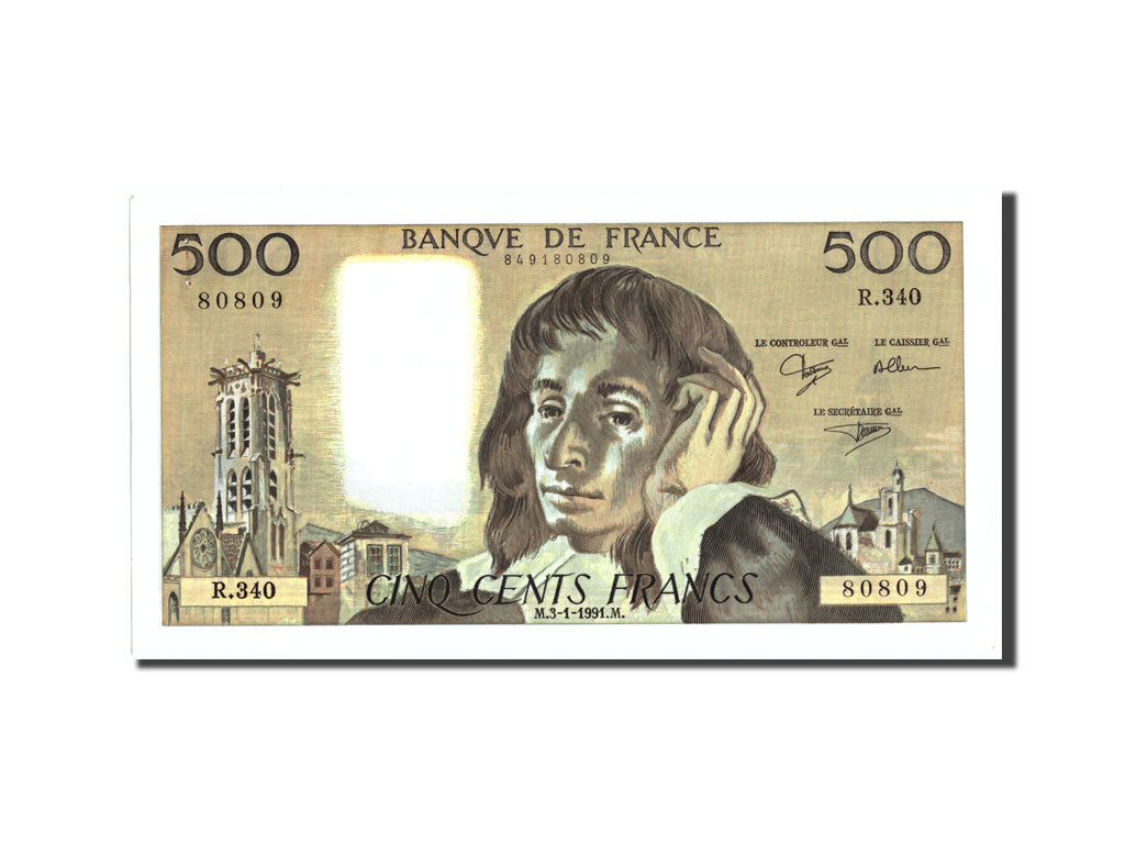 Billet, France, 500 Francs, 500 F 1968-1993 ''Pascal'', 1991, 1991-01-03, SPL