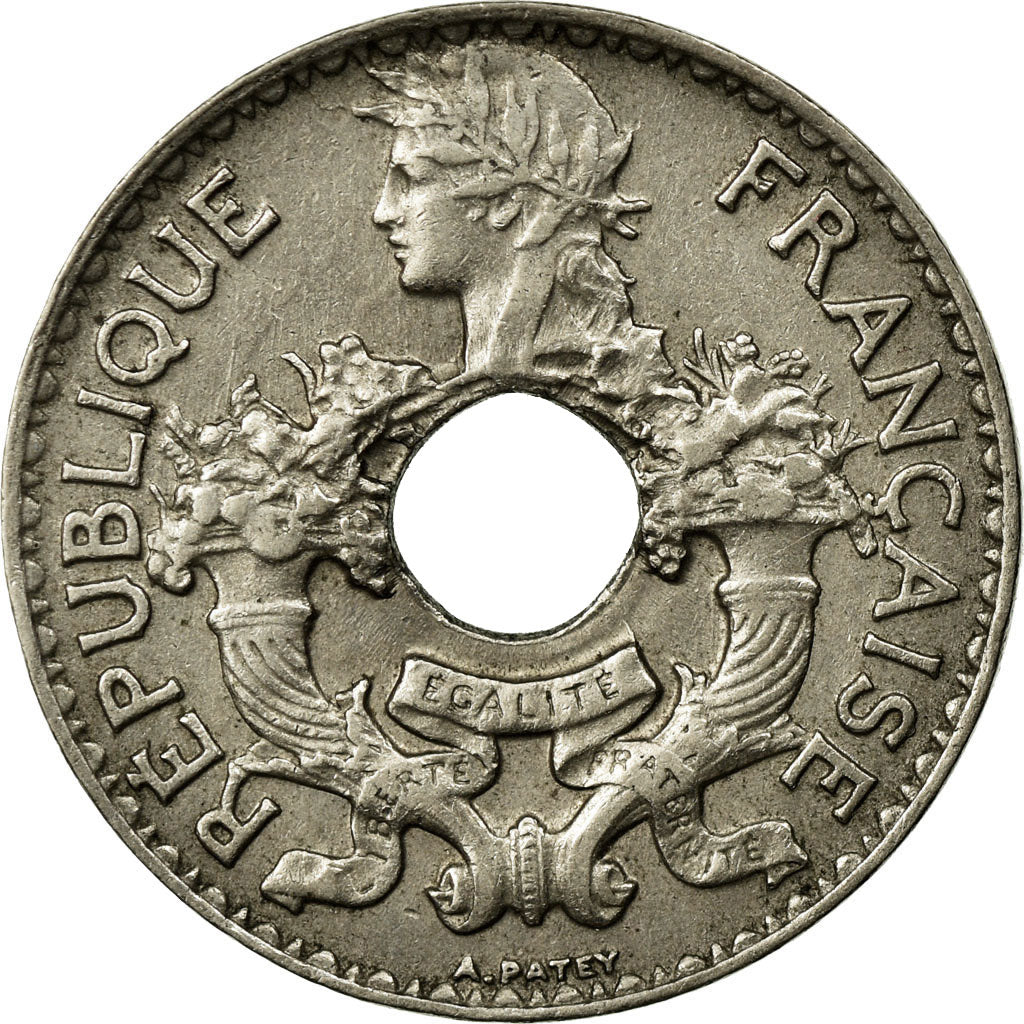 Coin, French Indochina, 5 Cents, 1925, AU(50-53), Copper-nickel, Lecompte:116