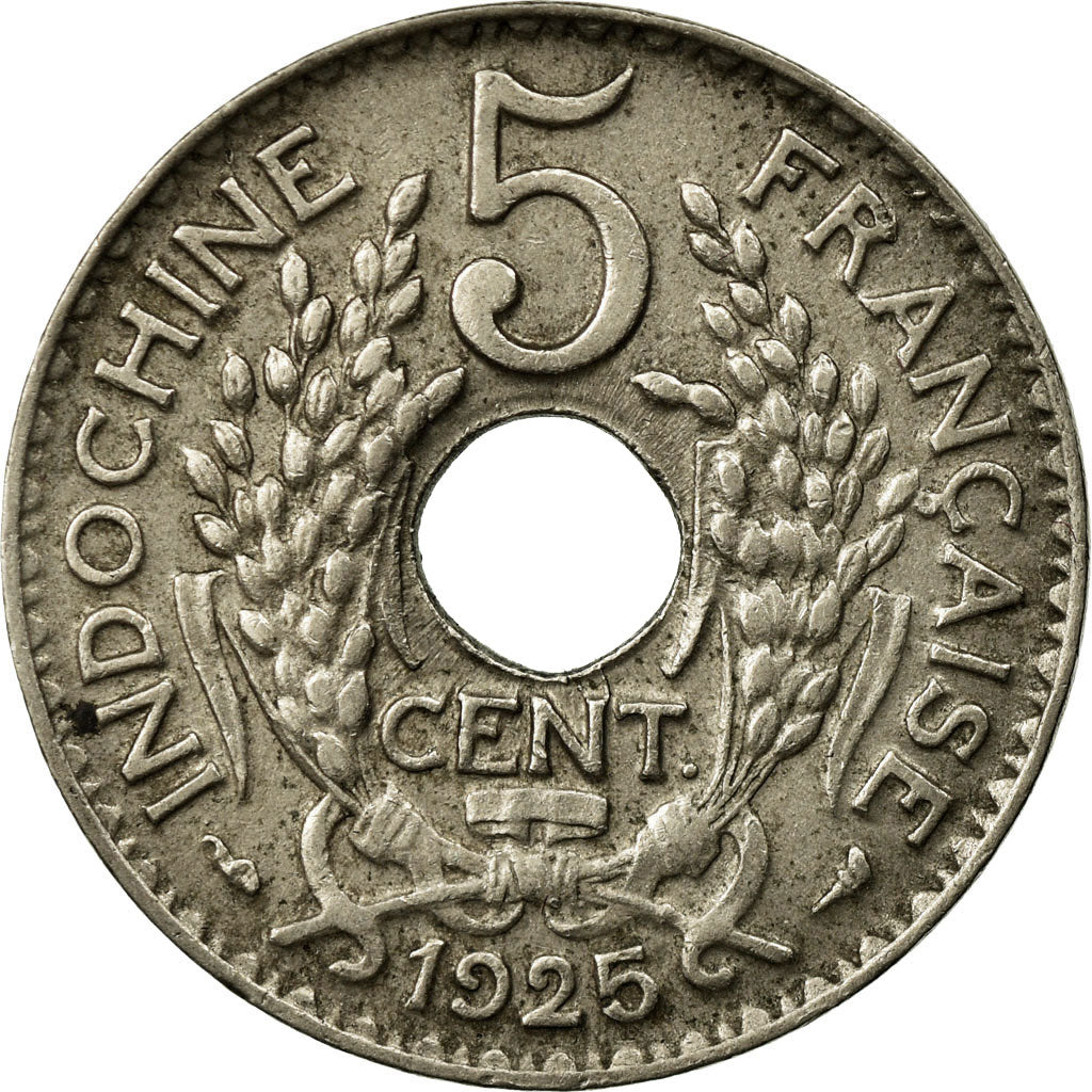 Coin, French Indochina, 5 Cents, 1925, AU(50-53), Copper-nickel, Lecompte:116